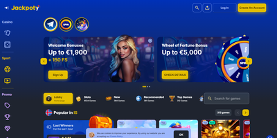 Prévia do site de Jackpoty