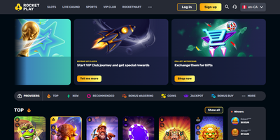 Prévia do site de RocketPlay